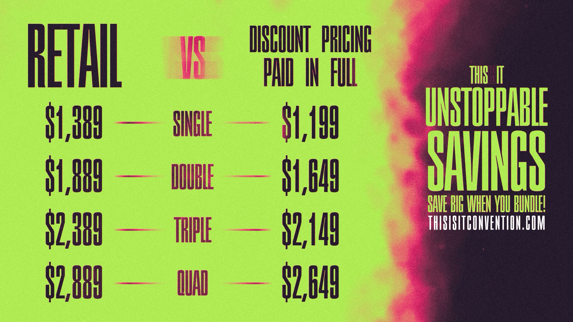 UNSTOPPABLE Savings - Save big when you bundle, retail vs. paid-in-full pricing